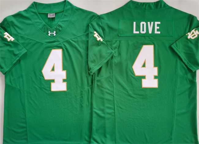 Mens Notre Dame Fighting Irish #4 Jeremiyah Love Green 2024 F.U.S.E. Limited Stitched Jersey